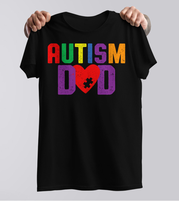 Autism Dad Heart Puzzle Piece Awareness 94 T-Shirt