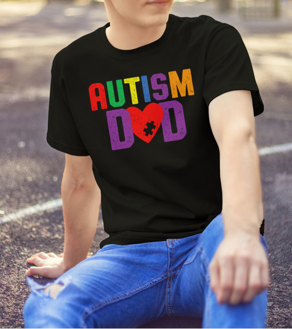 Autism Dad Heart Puzzle Piece Awareness 94 T-Shirt