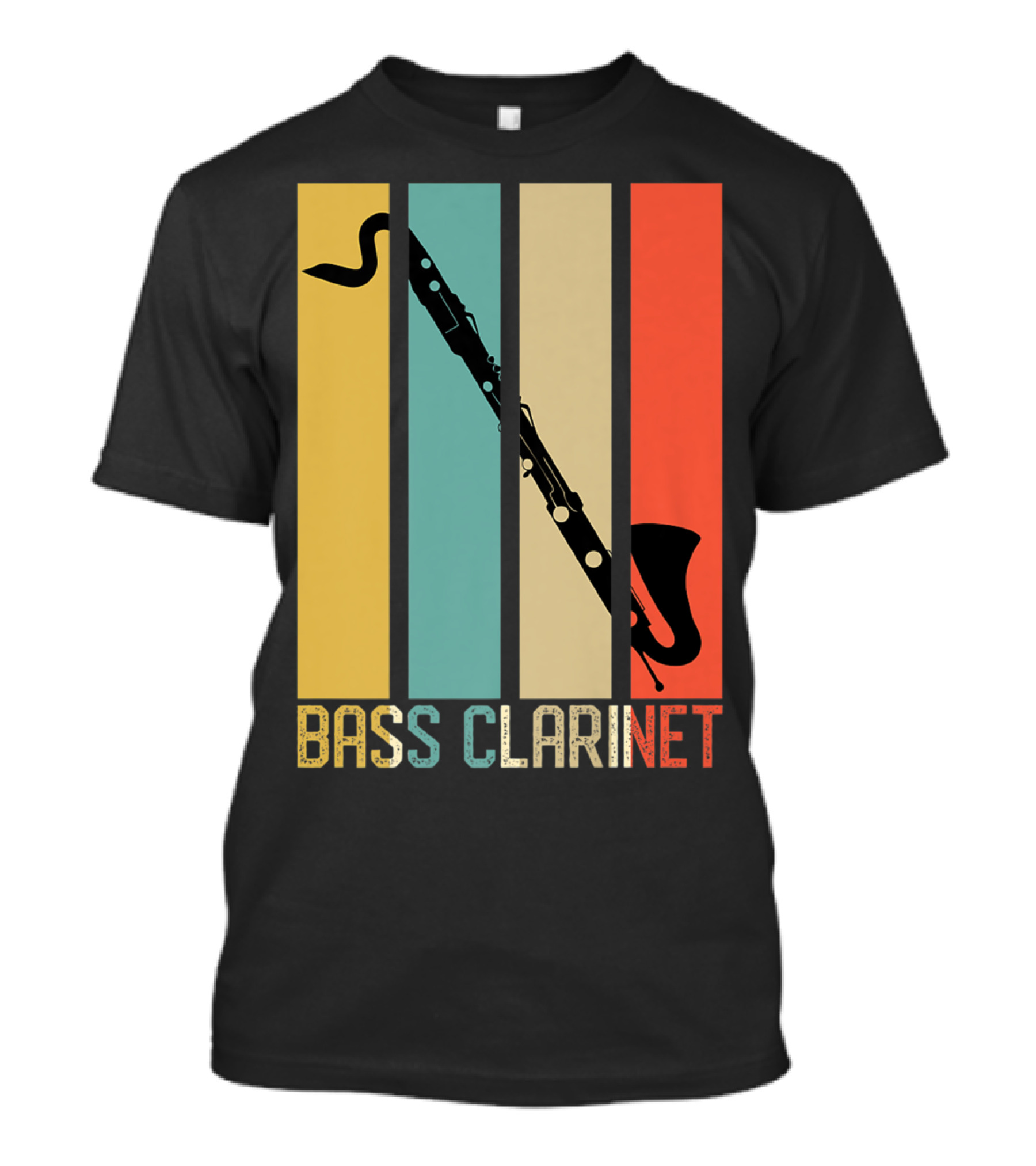 Bass Clarinet Marching Band Dad High School Vintage Stripes T-Shirt