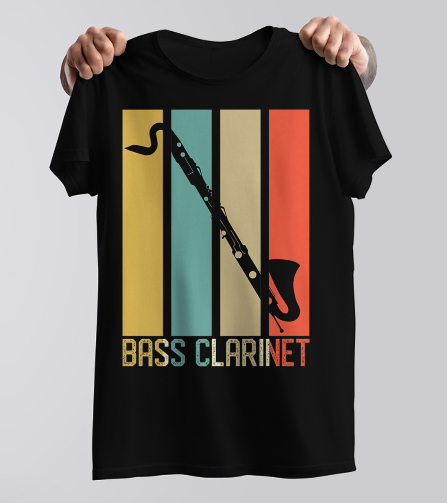 Bass Clarinet Marching Band Dad High School Vintage Stripes T-Shirt