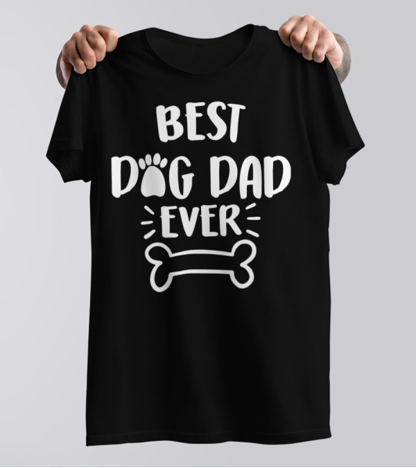 Best Dog Dad Ever Paw Print Bone T-Shirt