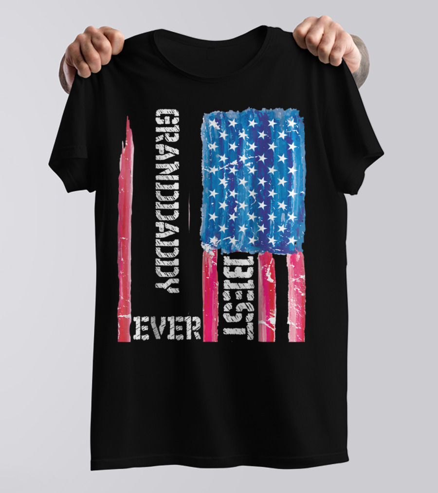 Grandaddy Best Ever Distressed American Flag T-Shirt