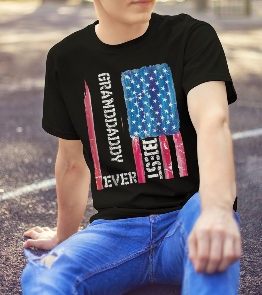 Grandaddy Best Ever Distressed American Flag T-Shirt