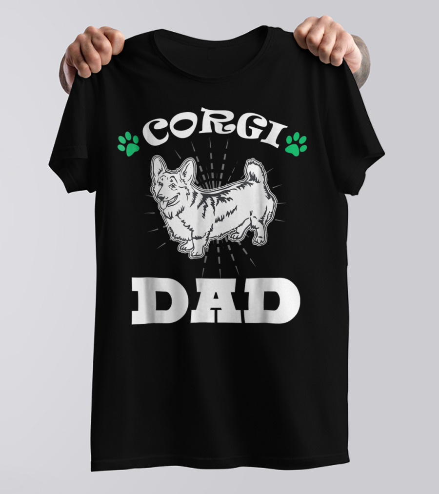 Corgi Dad Funny Colorful Dog 90s Paw Prints T-Shirt