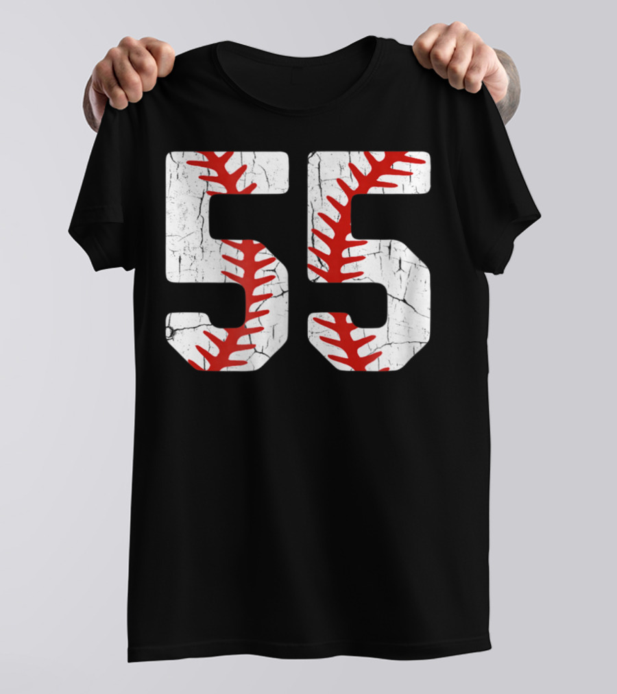 Baseball Player Jersey Number 55 Proud Baseball MOM DAD38 T-Shirt