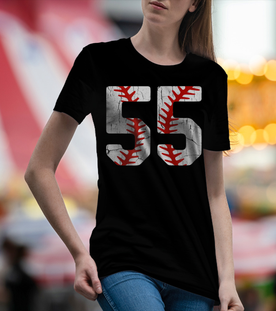 Baseball Player Jersey Number 55 Proud Baseball MOM DAD38 T-Shirt