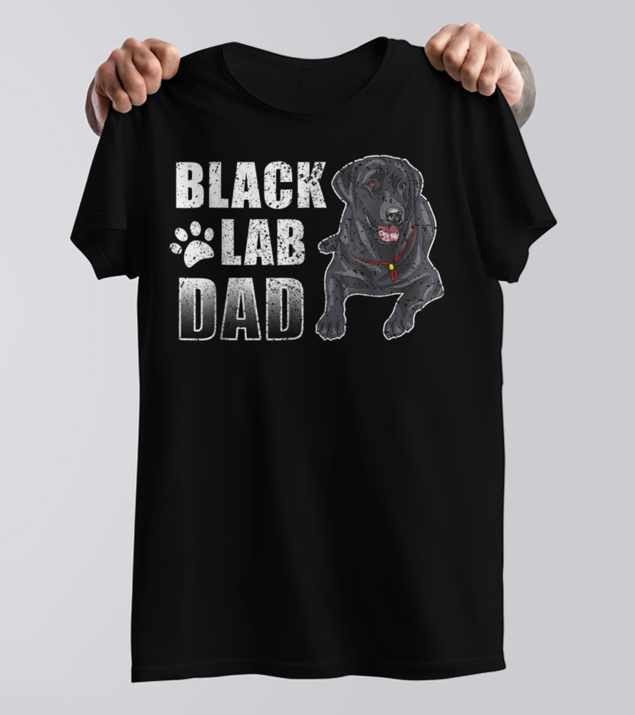Black Lab Dad Dog Paw Print Graphic For T-Shirt