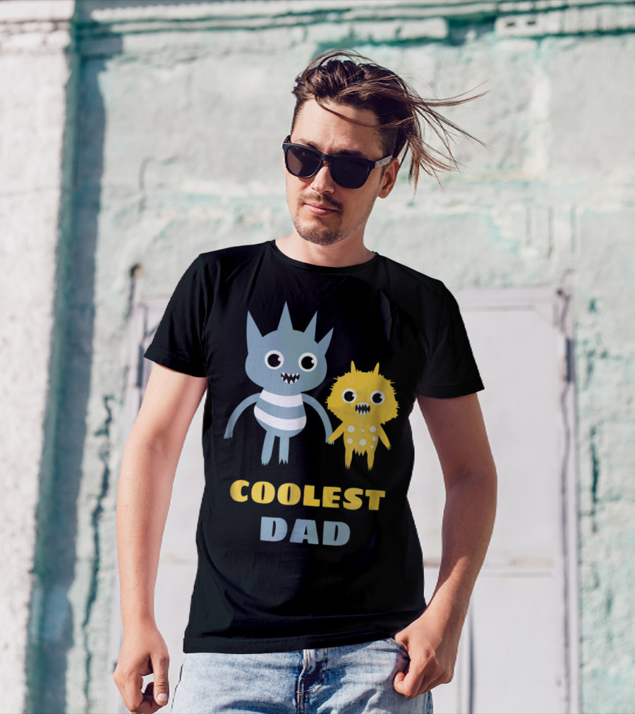 Coolest Dad Funny Monster Creatures Holding Hands T-Shirt