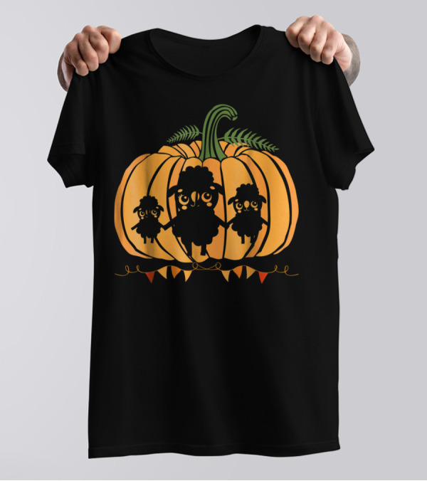 Cute Sheep Family Halloween Pumpkin Dad Mom85 T-Shirt