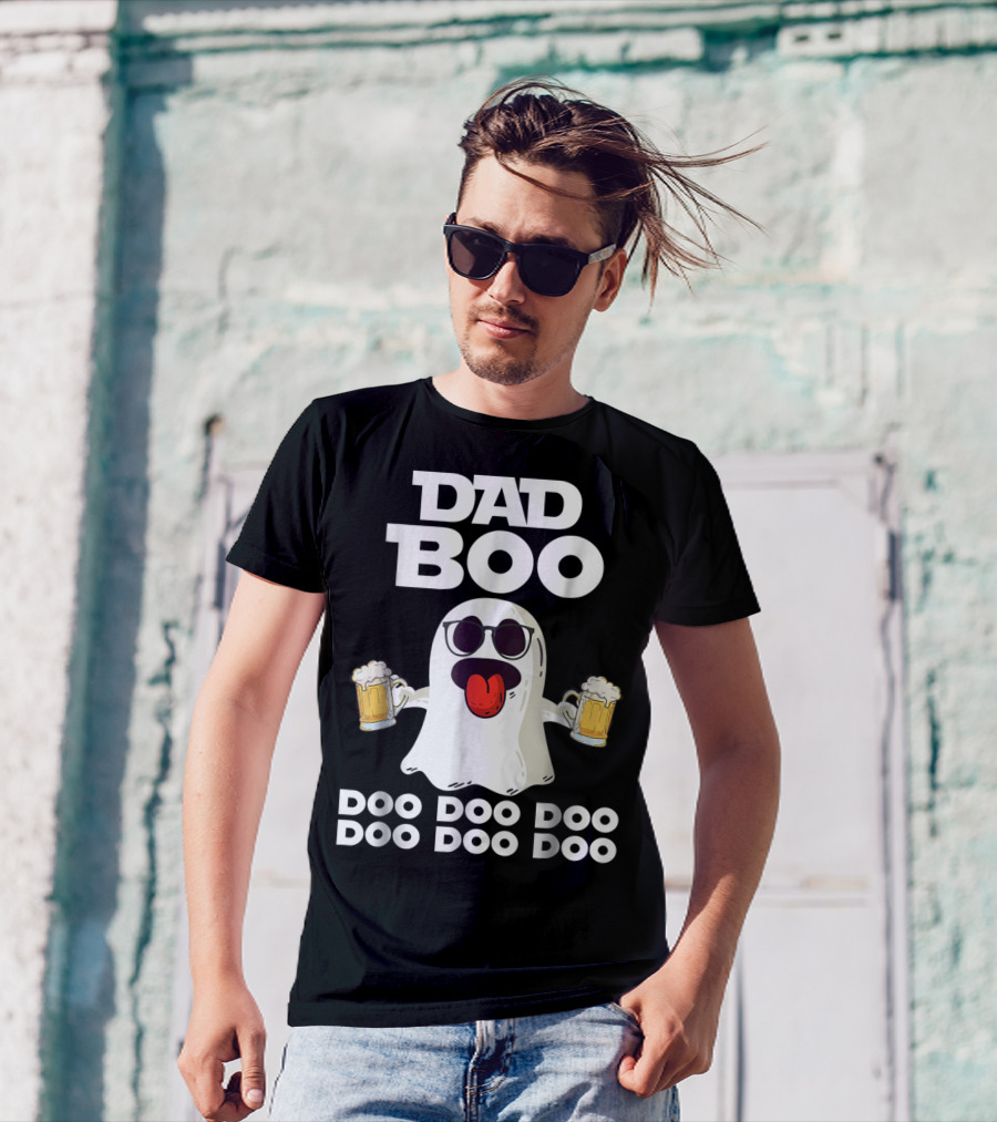 DAD BOO DOO DOO DOO DOO DOO Funny Halloween Ghost With Beer T-Shirt