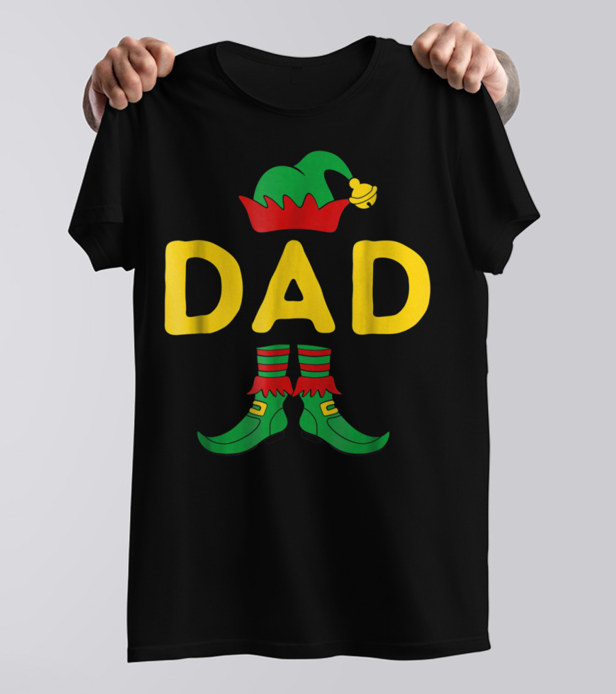 Dad Elf Christmas Hat And Shoes T-Shirt