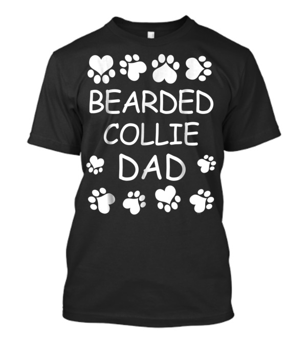 Bearded Collie Dad Paw Heart Lovers For Christmas Birthday T-Shirt