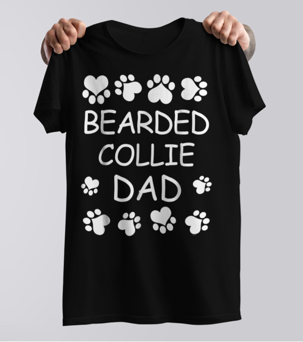 Bearded Collie Dad Paw Heart Lovers For Christmas Birthday T-Shirt