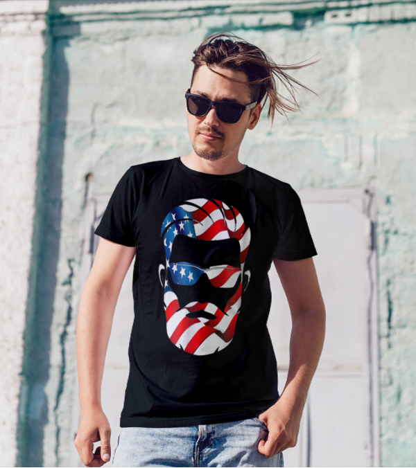 Bearded Dad US Flag Independence Day T-Shirt