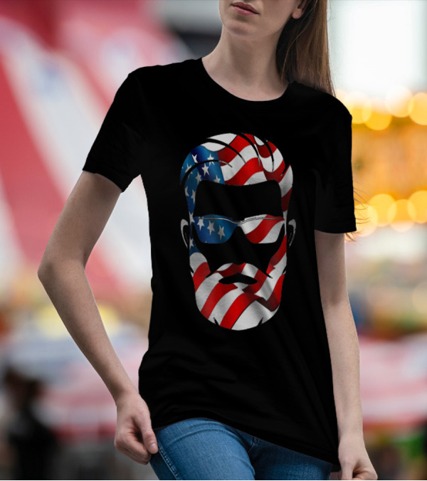 Bearded Dad US Flag Independence Day T-Shirt