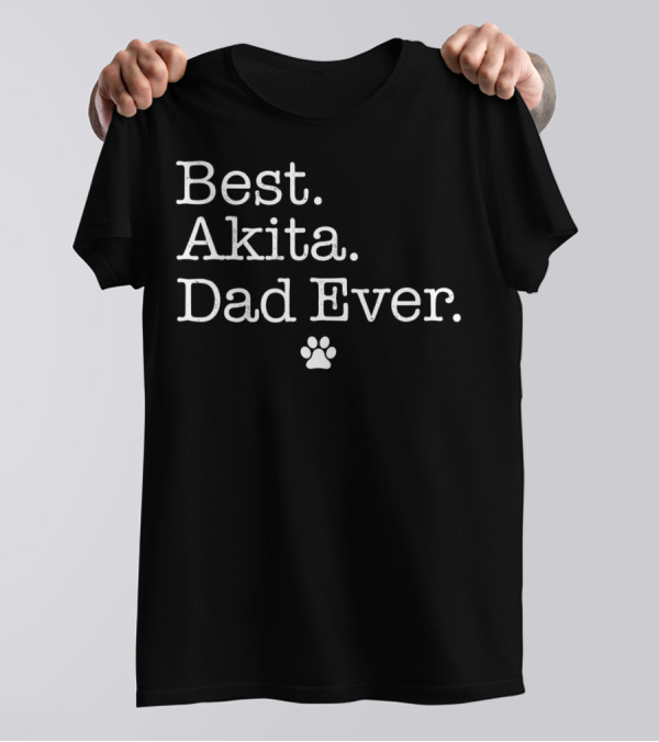 Best Akita Dad Ever Paw Prints T-Shirt