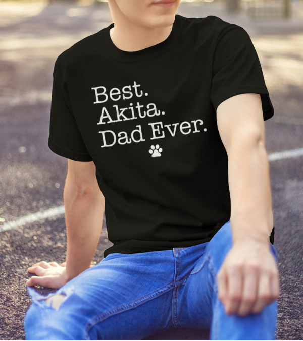 Best Akita Dad Ever Paw Prints T-Shirt