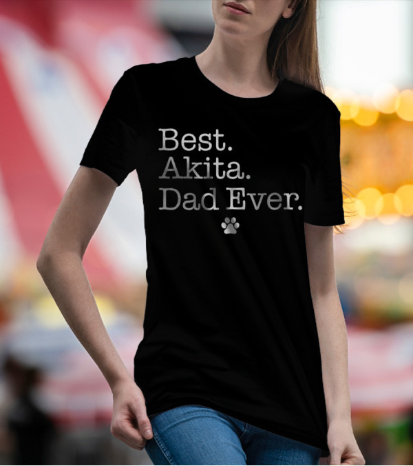 Best Akita Dad Ever Paw Prints T-Shirt