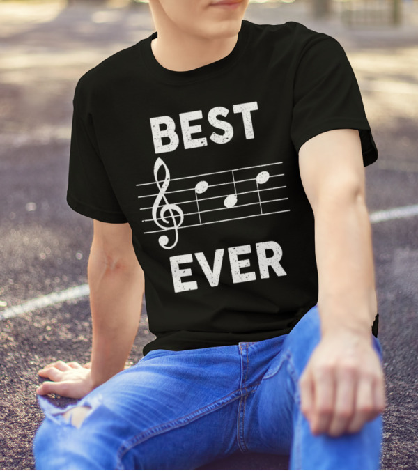 BEST DAD EVER MUSIC NOTES CLEF SYMBOL LYRICS TREBLE CLEF T-Shirt