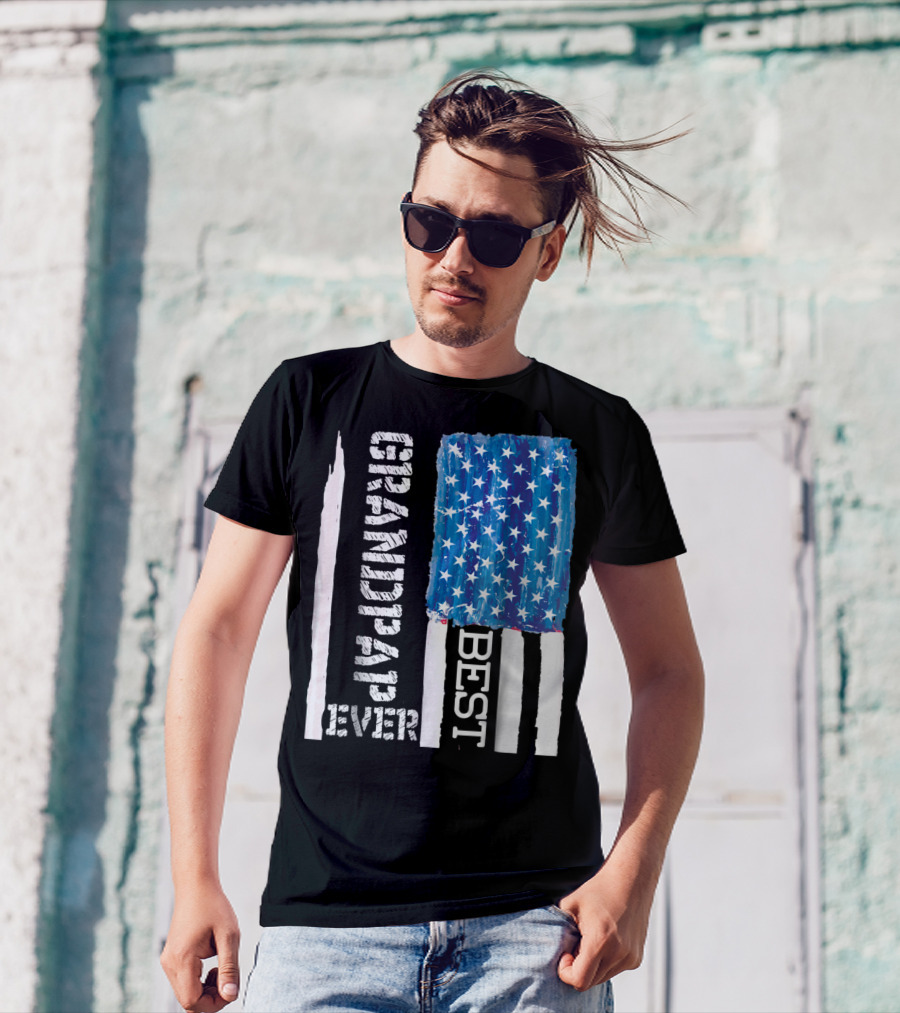 Best Grandpap Ever Distressed American Flag Design 68 T-Shirt
