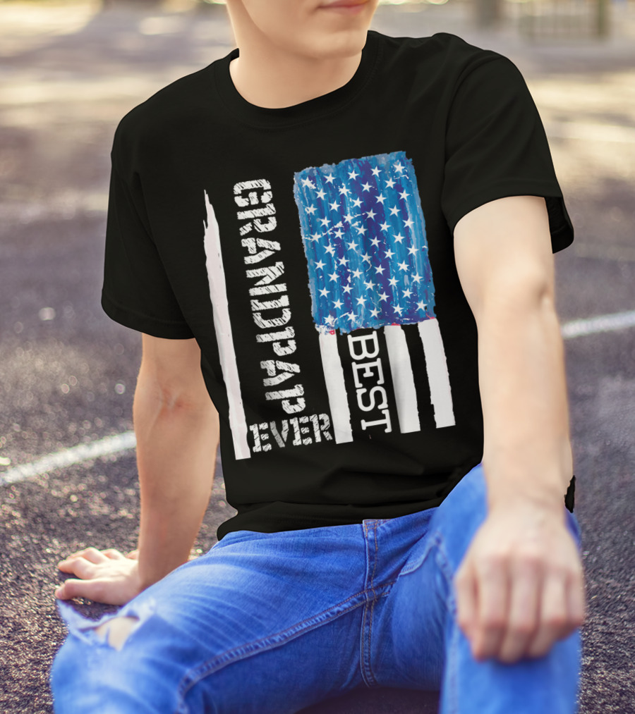 Best Grandpap Ever Distressed American Flag Design 68 T-Shirt