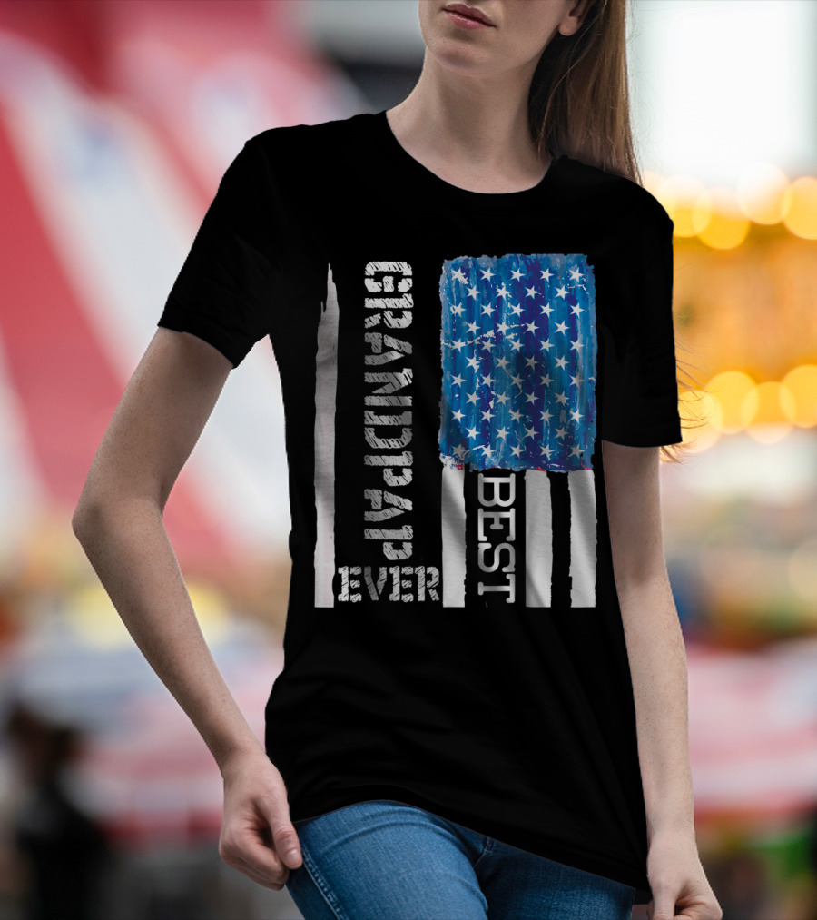 Best Grandpap Ever Distressed American Flag Design 68 T-Shirt