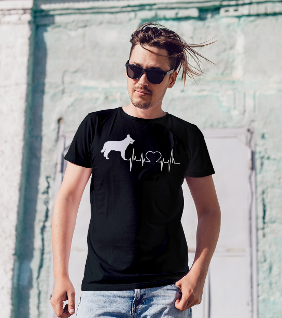 Blue Heeler Heartbeat Silhouette 28 T-Shirt