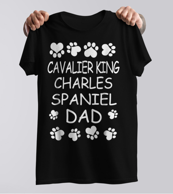 Cavalier King Charles Spaniel Dad Paw Heart Design Christmas Tee96 T-Shirt