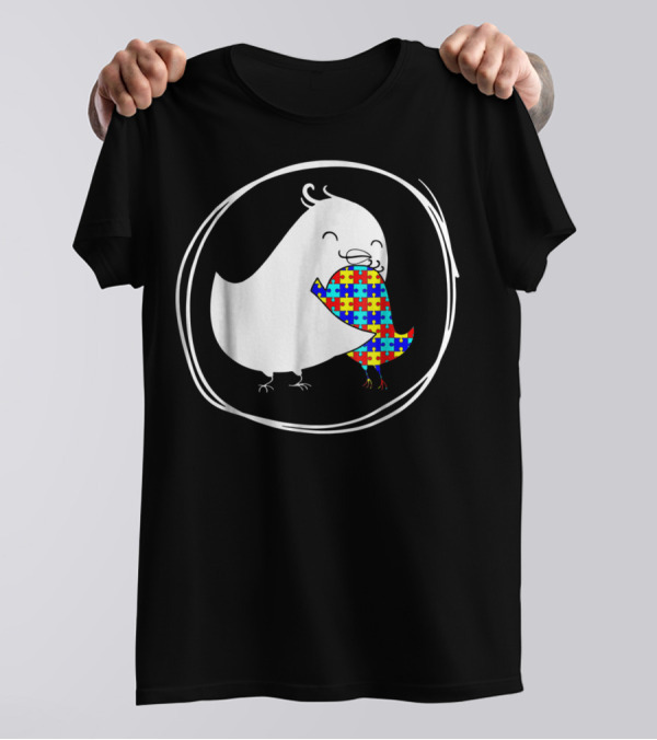 Chicken Embrace Autism Puzzle Pattern Awareness T-Shirt