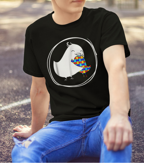 Chicken Embrace Autism Puzzle Pattern Awareness T-Shirt