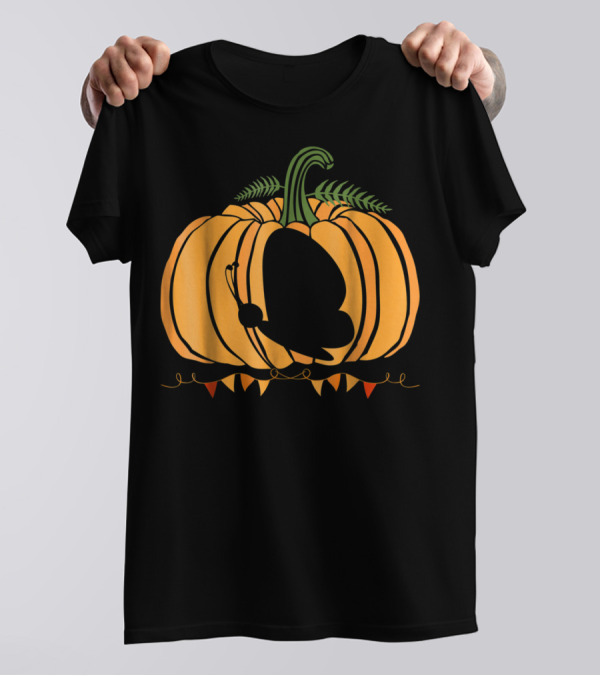 Cool Butterfly And Pumpkin Halloween For Kid Dad Mom T-Shirt
