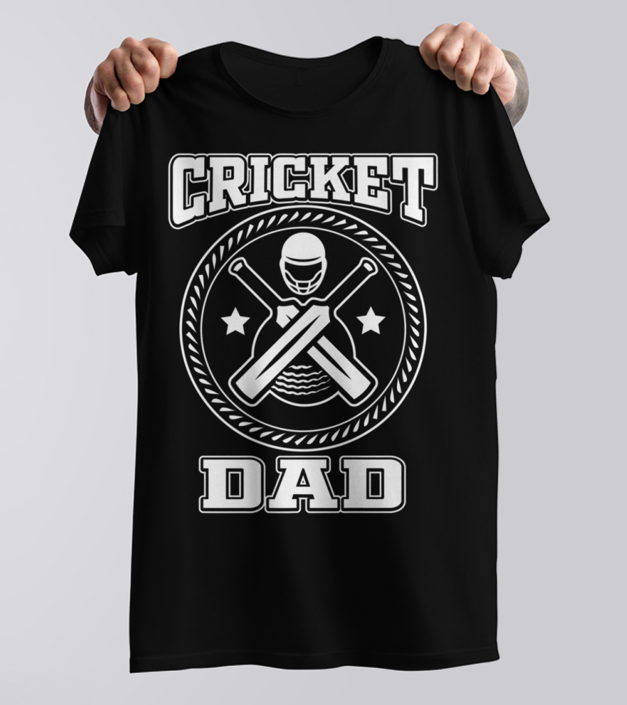 Cricket Dad Sports Bat Ball Team Game T-Shirt