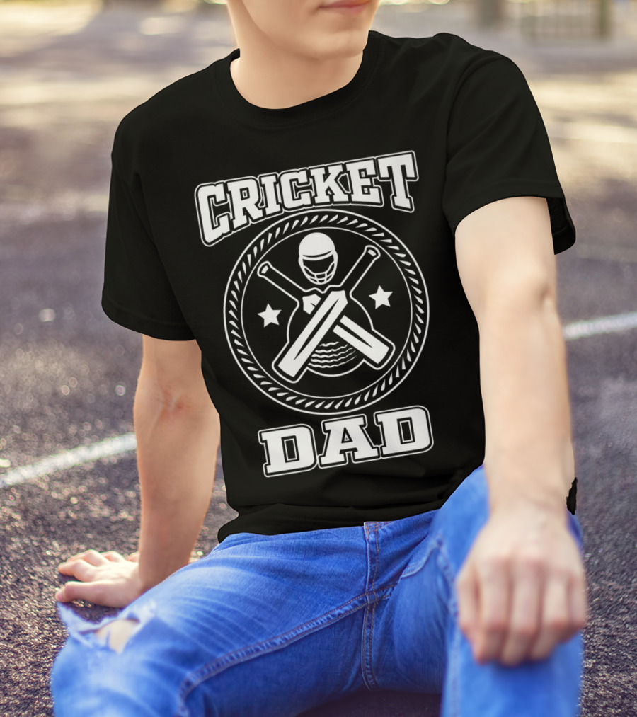 Cricket Dad Sports Bat Ball Team Game T-Shirt