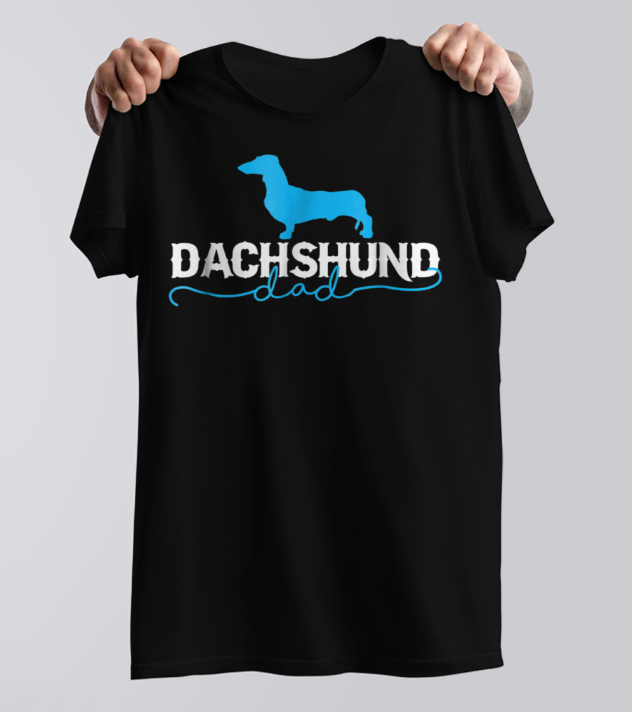 Dachshund Dad With Blue T-Shirt
