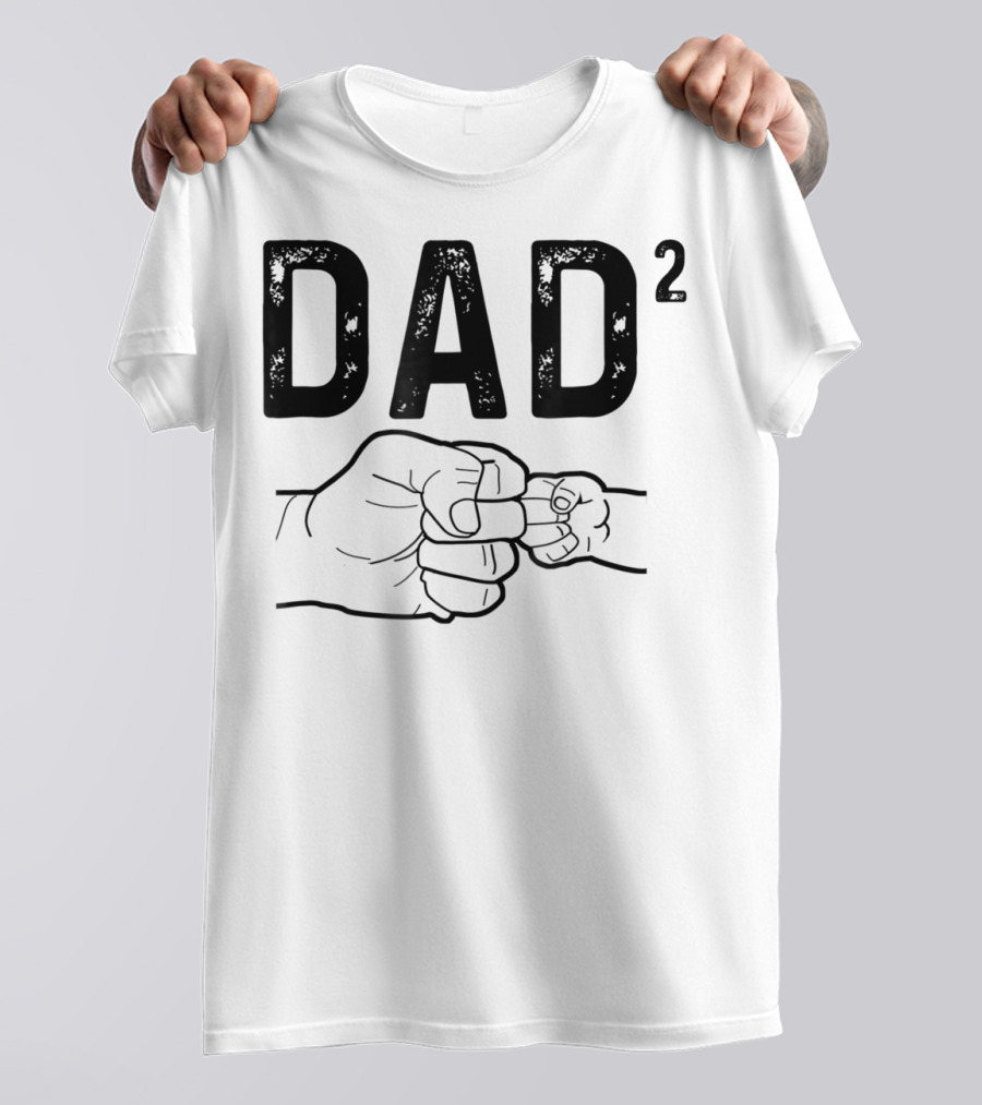 Dad Squared Fist Bump Baby Announcement T-Shirt