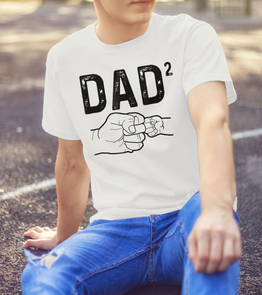 Dad Squared Fist Bump Baby Announcement T-Shirt