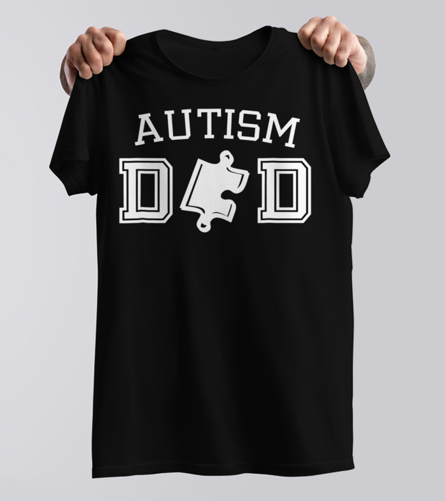 Autism Dad Blue Awareness Puzzle Piece T-Shirt