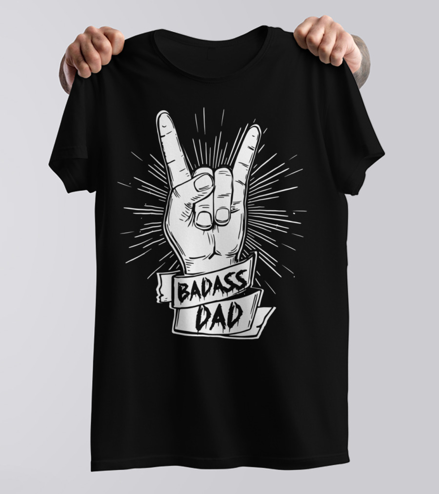 Badass Dad Father And Son Rock Hand Symbol Matching17 T-Shirt