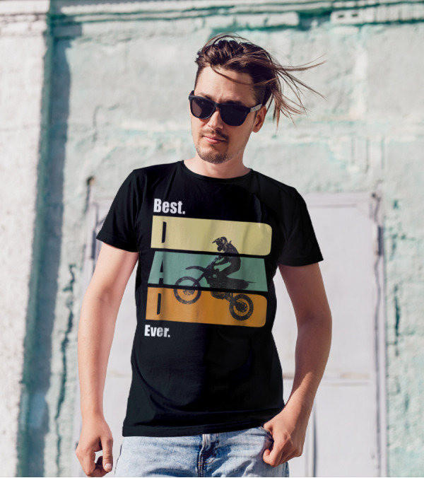 Best Motocross Dad Ever Funny For Fathers Retro Motorcycle Rider T-Shirt