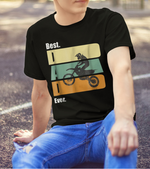 Best Motocross Dad Ever Funny For Fathers Retro Motorcycle Rider T-Shirt