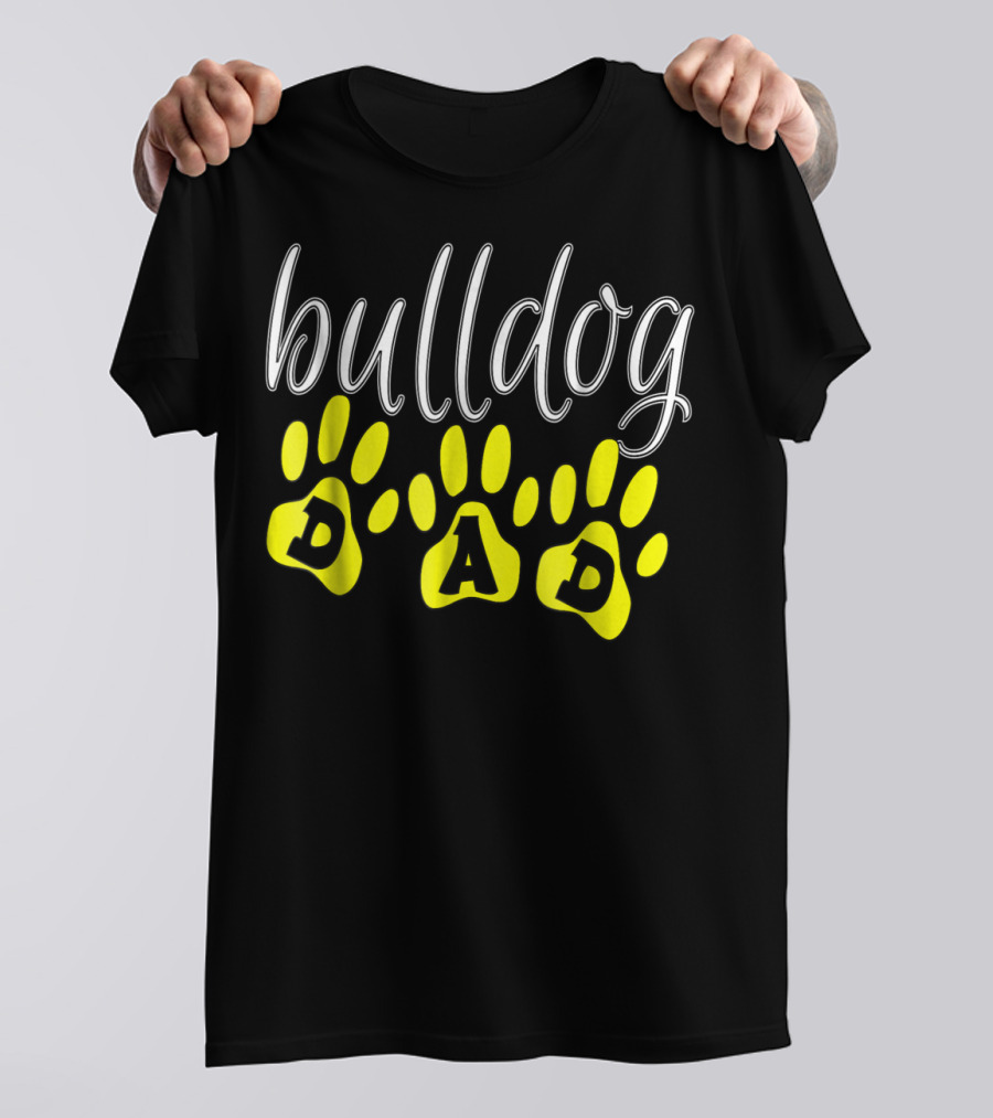 Bulldog Dad Paw Print Cute Puppy Lover T-Shirt