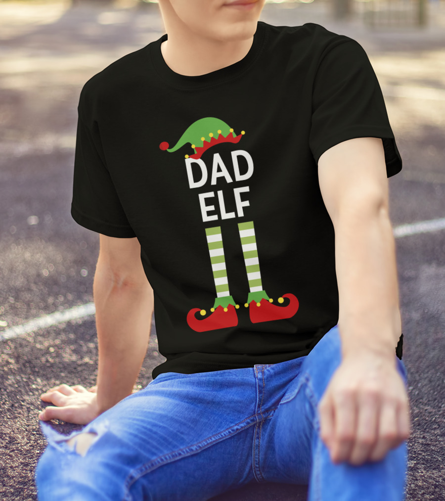 Dad Elf Cute Matching Family Christmas Elves Father 90 Holiday T-Shirt