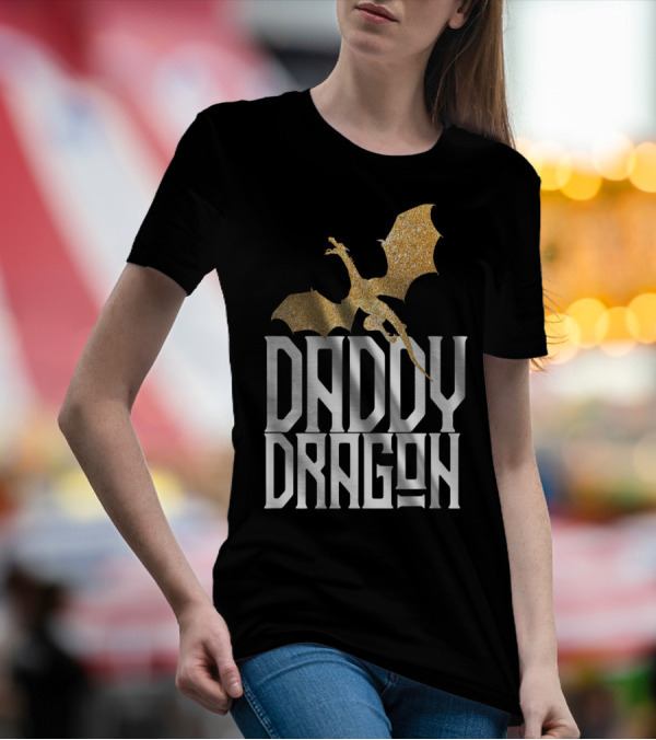 Daddy Dragon Gold Matching Family Tribe Dad Father Dragon T-Shirt