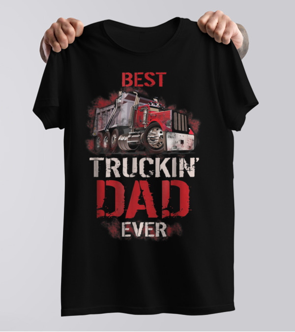 Best Truckin Dad Ever Red Truck T-Shirt