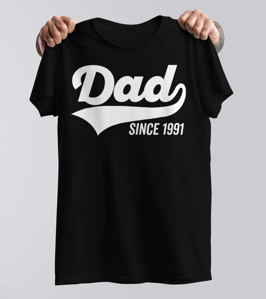 Dad Since 1991 Bold Sports Swoosh T-Shirt