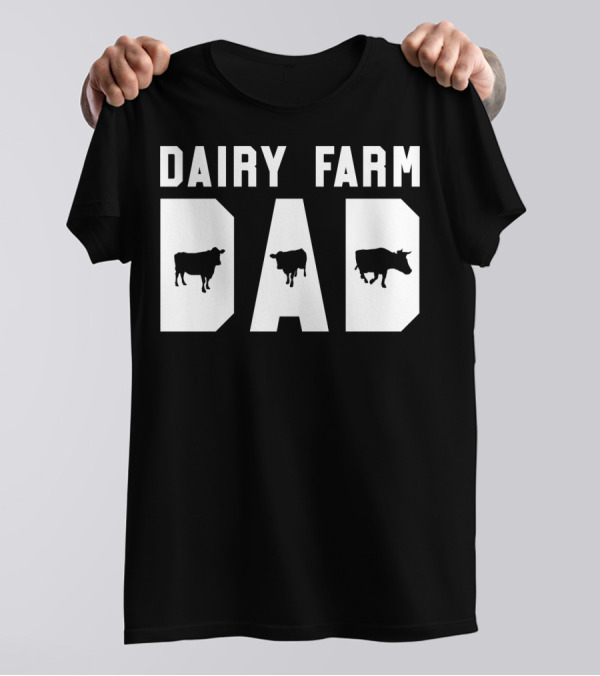Dairy Farm Dad Funny Mens Cow Black12 T-Shirt