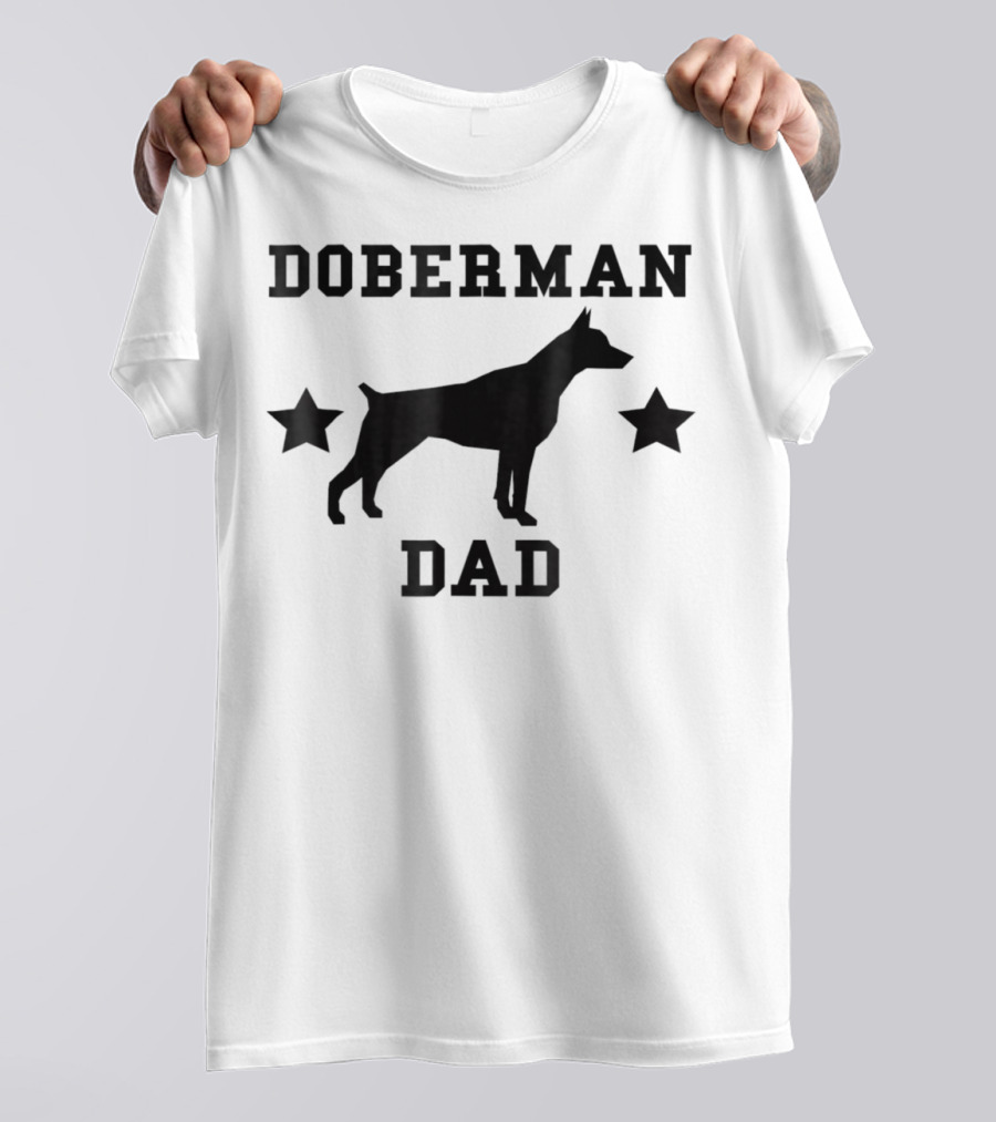DOBERMAN DAD Dog Silhouette With Stars T-Shirt