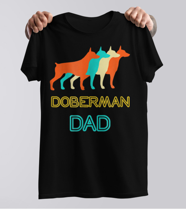 Doberman Dad Retro Colorful Silhouette Trio T-Shirt
