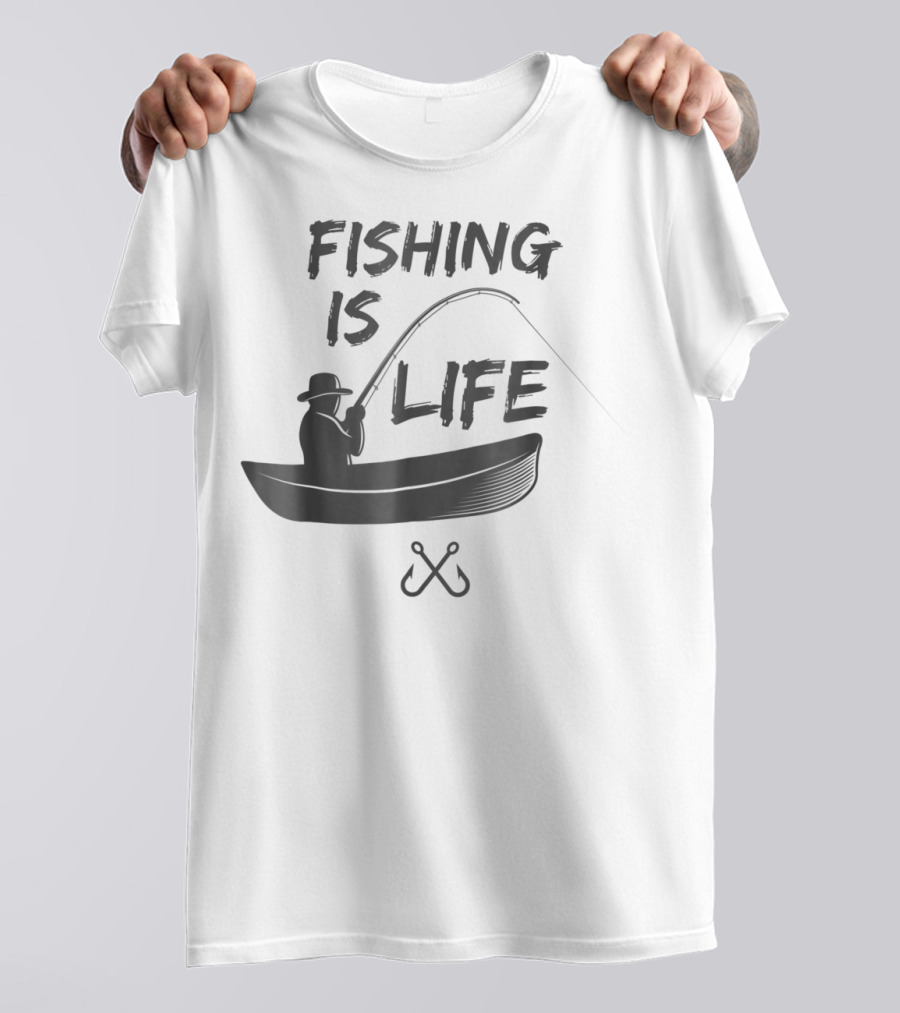 Fishing Is Life Fisherman Fishing Boat Lifestyle Funny Dad T-Shirt