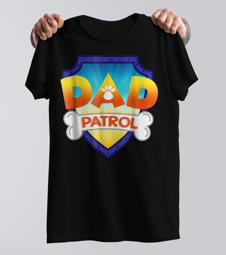 Paw Print Dad Patrol Shield Emblem T-Shirt